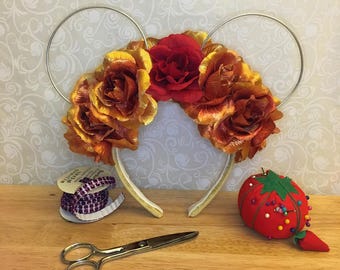 Belle Ears, Disney Belle Ears, Floral Belle Ears, Belle Ears Beauty and the Beast, Princess Belle Ears, Beauty and the Beast Ears