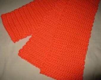 Crocheted Soft Bright Orange Scarf