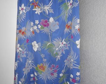Silk maxi skirt 100% silk color blue floral pattern