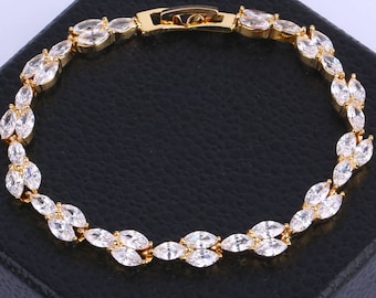 Bridal CZ Bracelet Bridal Zirconia Bracelet Wedding Crystal Bracelet Cubic Zirconia Gold Bracelet Bridal Jewelry Crystal Bridal Bracelet