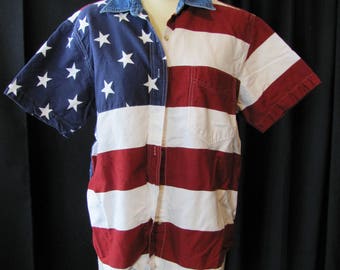 american flag collared shirt