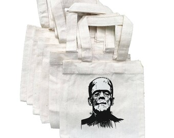 Frankenstein Treat Bags, Halloween Party Favor Bags, Frankenstein Bags, Party Favor Bags, Cotton Party Bags, Halloween Party, Halloween Bags