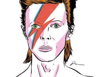 David Bowie Portrait Framed Illustration