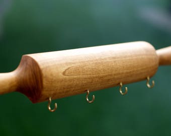 Wood hanger Coat rack Wall hooks Solid wood hat rack Natural Wooden hanging rack Handmade Home Decor Wood Decor Clothes hanger Kitchen Decor