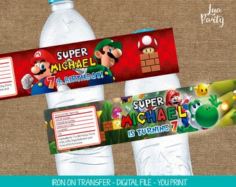 Super Mario water labels print yourself, Super Mario water bottle labels, Super Mario party water bottle labels