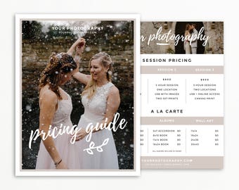 Photography Pricing Template, Wedding Photography Price List, Photographer Price Guide, Pricing Package for Photoshop, Instant Download