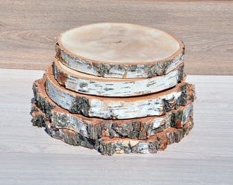 8-11.5'' birch wood slices for centerpieces Large wood slice for cake stand Rustic wedding decorations Wood slabs Wood rounds Wooden platter