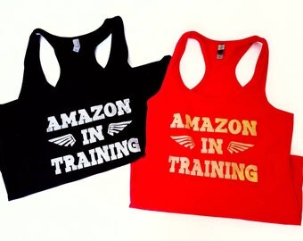 Amazon in Training Racerback Tank Top, Wonder Woman Inspired T-shirt, Fun Nerdy Woman's Tank Top, Geek Tee, Wonder Woman Active Wear