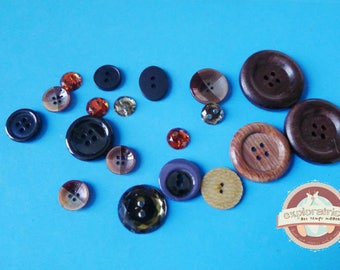 19 round buttons black transparent amber rhinestone Brown taupe