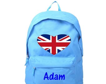 bag has London blue back personalized with name