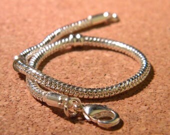 Bracelet 20 cm - style pandor @ mesh snake bright silver - lobster - F208-7