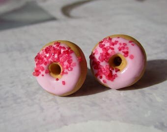 Pink donut earrings