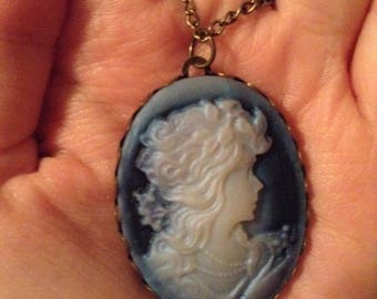 Beautiful Blue Cameo Necklace