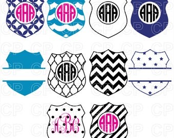 Police Badges SVG Cut Files, Police Badges Clipart, Police Badges Monogram Frames Cut Files for Cricut, Silhouette Studio_Digital Download