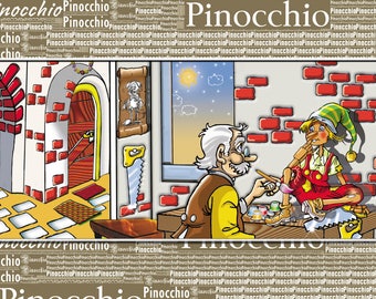 Pinocchio, Illustration, Decoration, Gift Idea, Animals, Kids Room, Poster, Digital Printable Art
