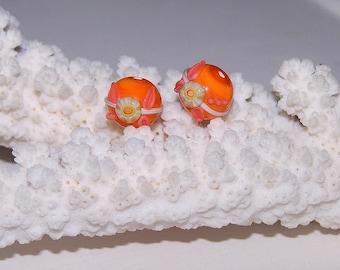 1 pair "Orangette" glass Lampwork Glass
