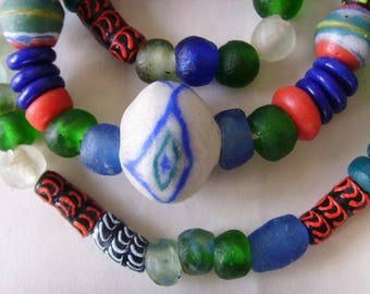 Handmade African Trade Bead Necklace Recycled Glass Ghana
