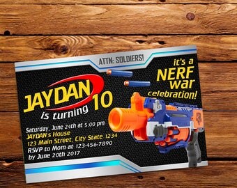 Nerf Gun Invitation,Nerf Gun Birthday,Nerf Gun Birthday Invitation,Nerf Gun Party,Nerf Gun Birthday Party,Nerf Gun Printable-520