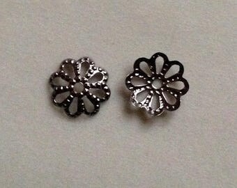 lot 100 bead caps for beads caps-caps print black metal openwork filigree bails