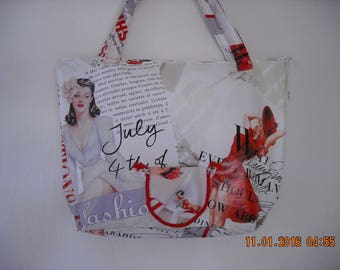 vintage fashion, coated canvas bag