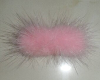 mink fur applique pink 70 x 30 mm