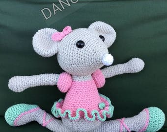 Toy plush mouse handmade acrylic wool and cotton crochet
