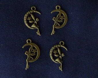 4 charms bronze Tinkerbell on Moon