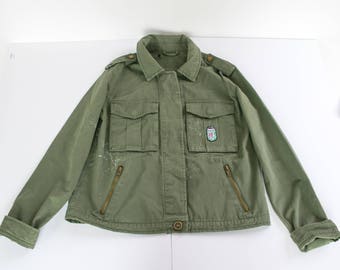Military Green Patched Jean Jacket