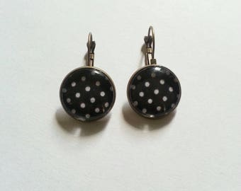 black and white polka dot earrings