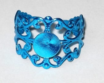 a support ring filigree blue adjustable 2cm