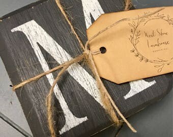 Distressed, Chalkboard Style Coaster Set! Hand painted with Fusion Mineral Paint!