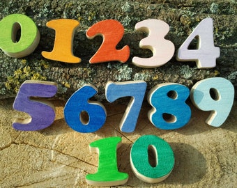 numbers 0 to 10 natural pine wood