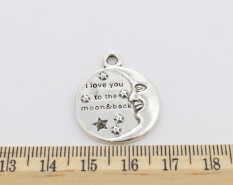 4 I Love You to the Moon and Back Charms