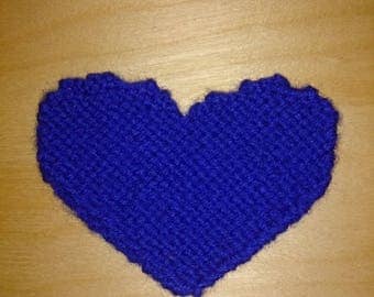 Knit blue heart saucer