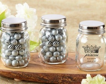 48 Personalized Mason Jars - Little Princess Favors - Mini Mason Jars - Baby Shower - Birthday Favor - Princess Party Favor - Tiara - Crown