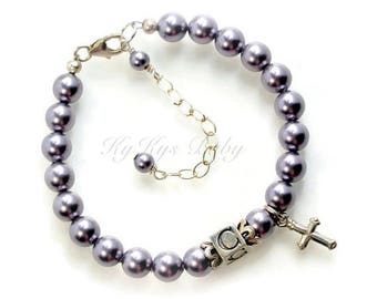 Baby Bracelet Baby Boy Baptism Gift Christening Gifts Cross Bracelet Personalized Baptism Gift Pearl Baby Bracelet FREE Gift Box