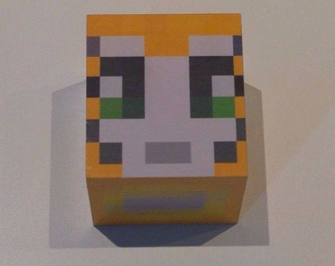 wooden Minecraft inspired stampy moneybox piggy bank