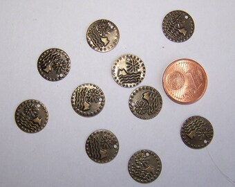 SET of 10 round sequins drilled for jewelry charms