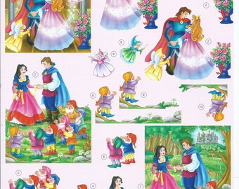 paper cut card 3D Cinderella/snow white