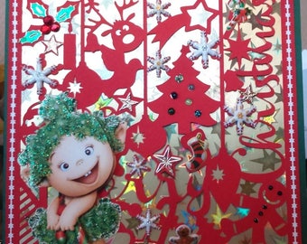 card 3D Toread girl on a Christmas cutting