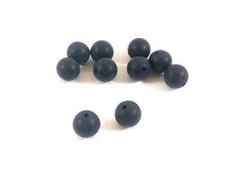 Set of 10 8 mm effect black agate beads frosted (Ref.78)