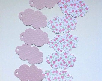 10 tags in light pink clouds and flowers