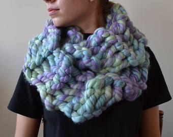 Oversized Scarf in OPAL - circle scarf, infinity scarf, unicorn scarf, handmade knit scarf, fall scarf, winter scarf
