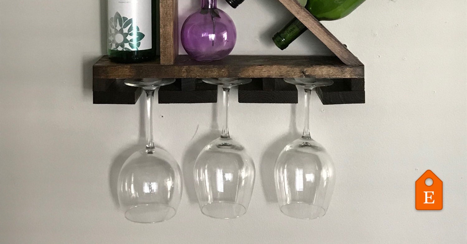 Rustic Wine Rack SAIL Geometric Rustic Wood Wine