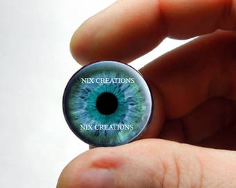 Glass Eyes - Light Green Blue Human Doll Taxidermy Eyes Handmade Glass Cabochons for Steampunk - Pair or Single - You Choose Size