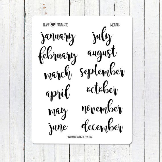 Monthly Planner Stickers Brush Lettering Stickers