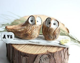 Ready To Ship Love Owls Owl Cake Topper Clay Rustic Ready To Ship Love Owls Owl Cake Topper Clay Rustic