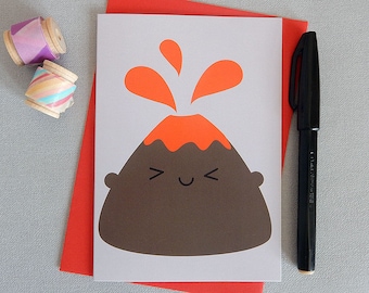 Volcano Card - Kawaii Greetings Card - I Lava You