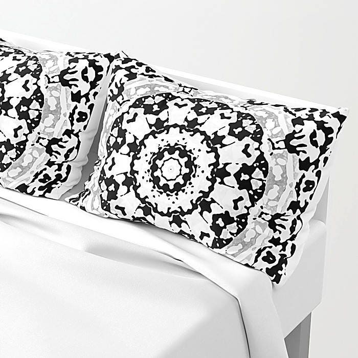 Black And White Mandala Art Pillow Shams Standard