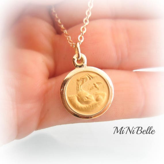 Baby Baptism Gold Necklace. Baby Religious Necklace. Baptism.